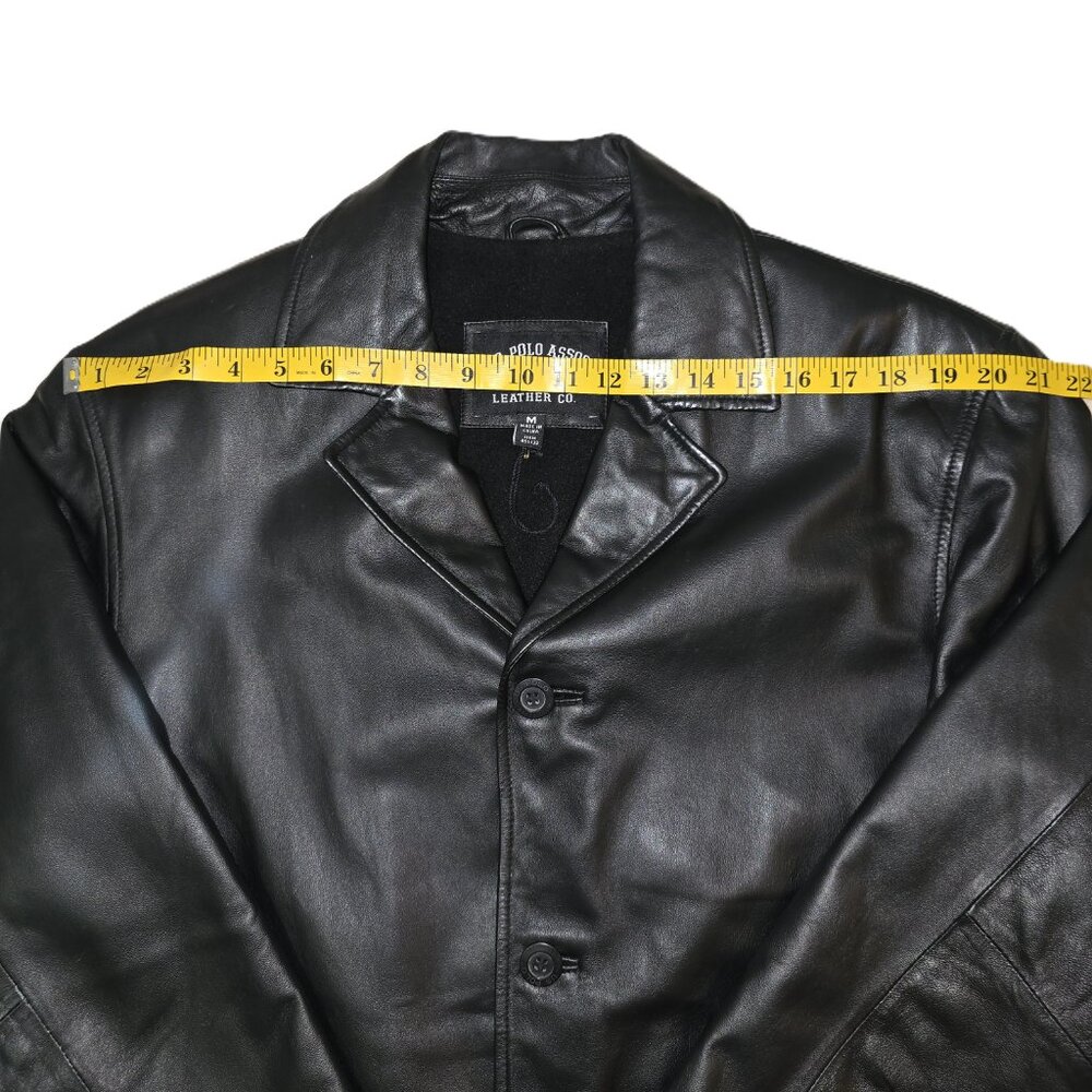 U.S. Polo Assn. Black Leather Jacket Men's Medium Outerwear Quilted Lining - Picture 8 of 16